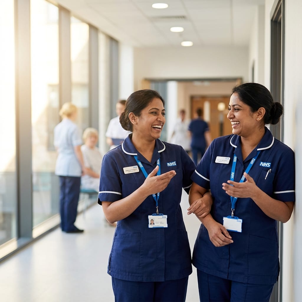NHS healthcare professionals celebrating OET success